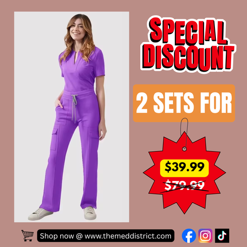 Buy 1 Get 1 For Free Scrub Set – Comfortable Anti-wrinkle Quick-Dry Top & Pants