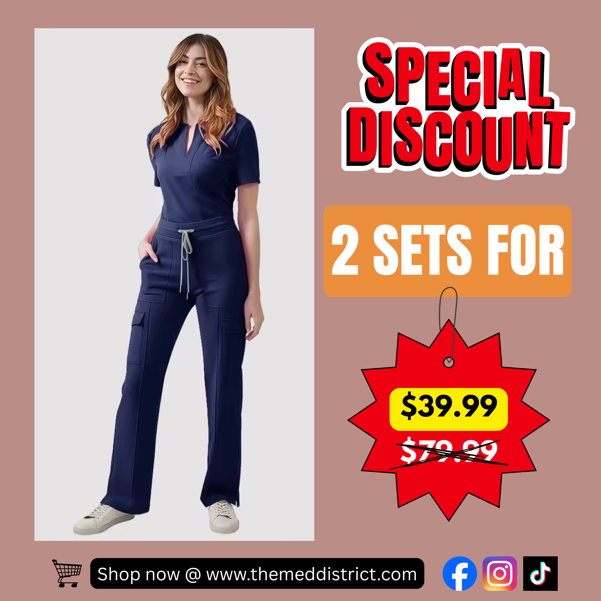 Buy 1 Get 1 For Free Scrub Set – Comfortable Anti-wrinkle Quick-Dry Top & Pants