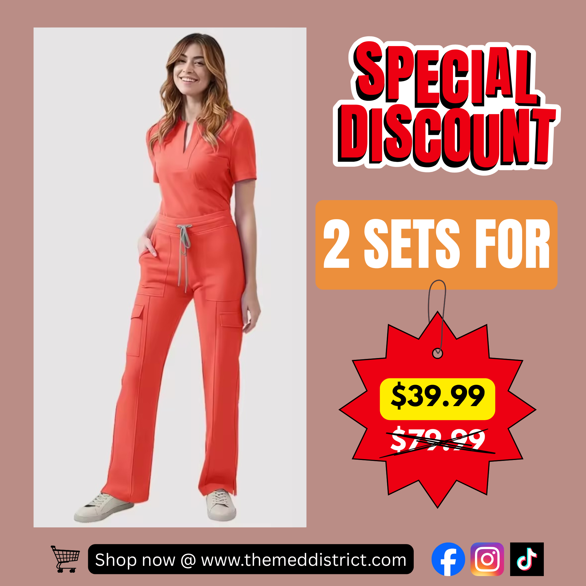 Buy 1 Get 1 For Free Scrub Set – Comfortable Anti-wrinkle Quick-Dry Top & Pants