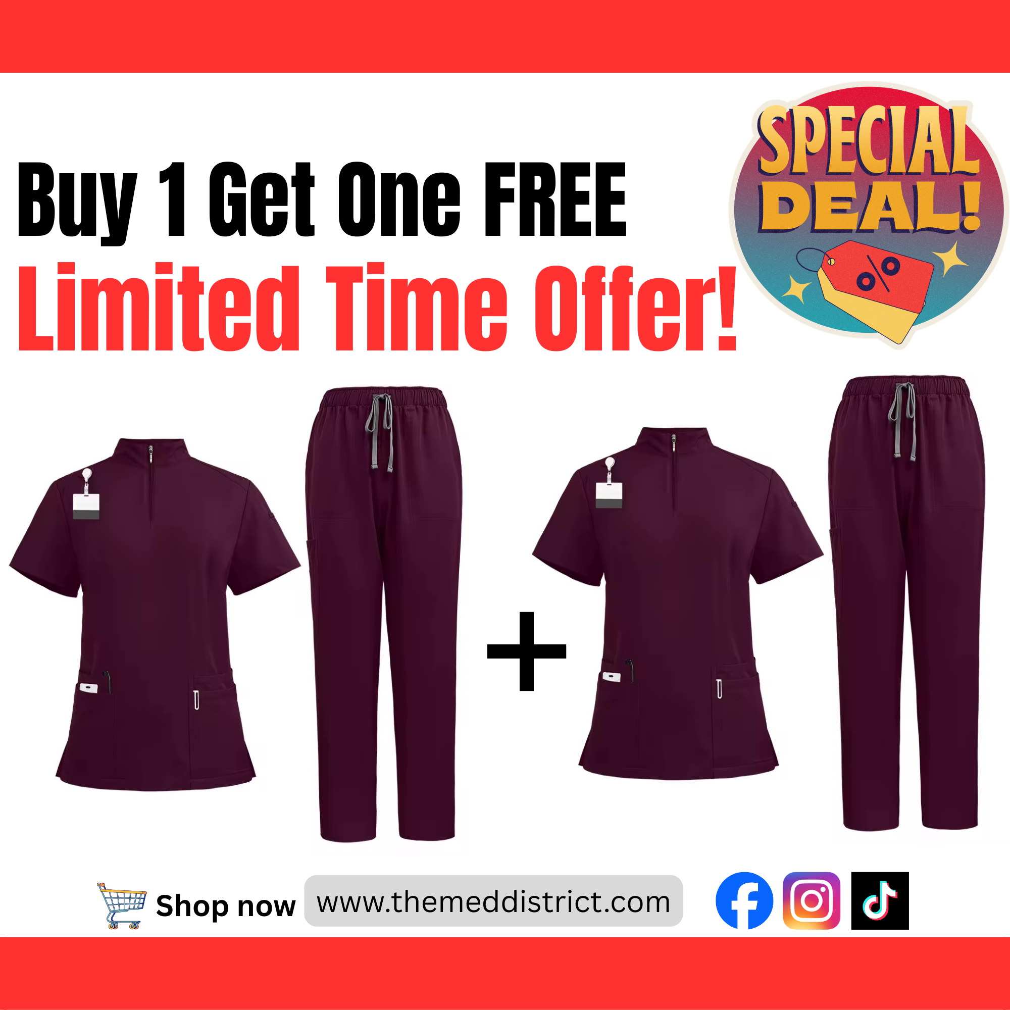Buy 1 Get 1 For Free Unisex Scrub Set – Comfortable Quick-Dry Top & Pants