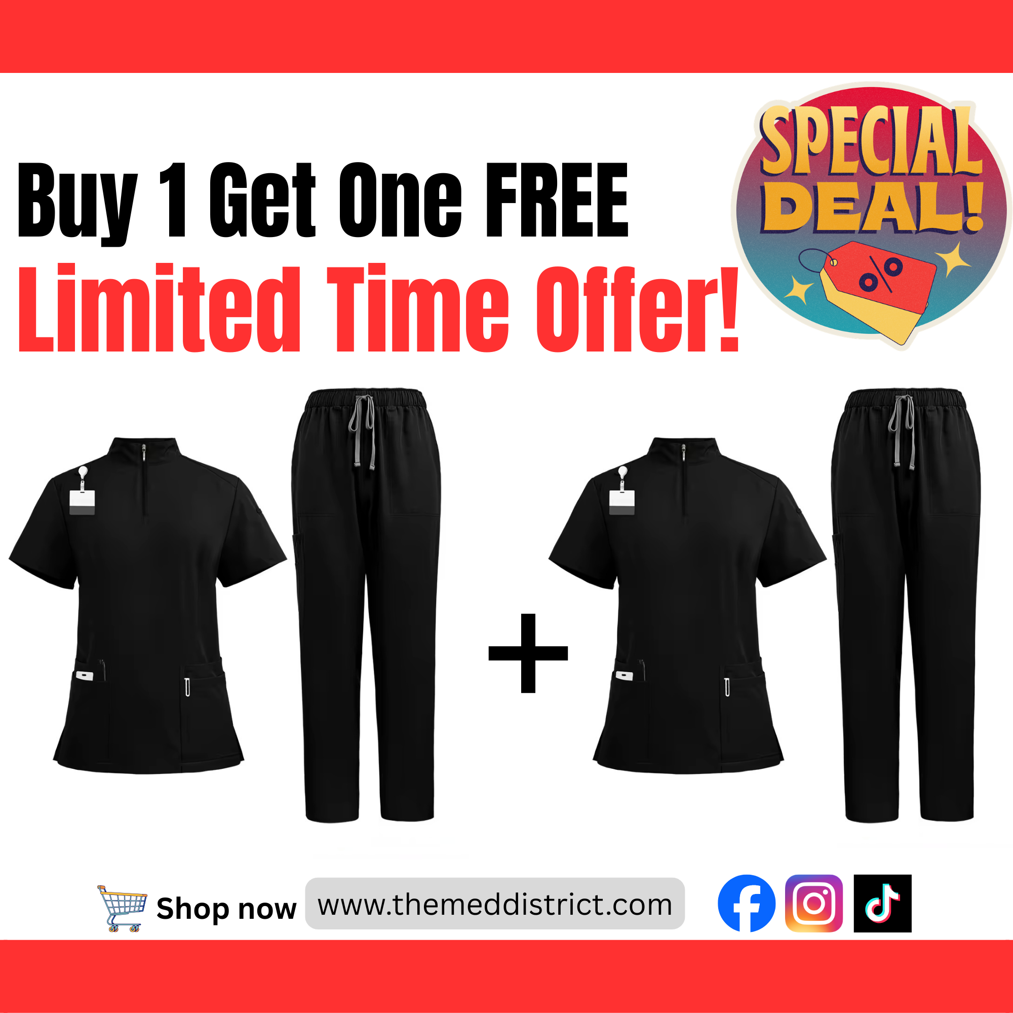 Buy 1 Get 1 For Free Unisex Scrub Set – Comfortable Quick-Dry Top & Pants