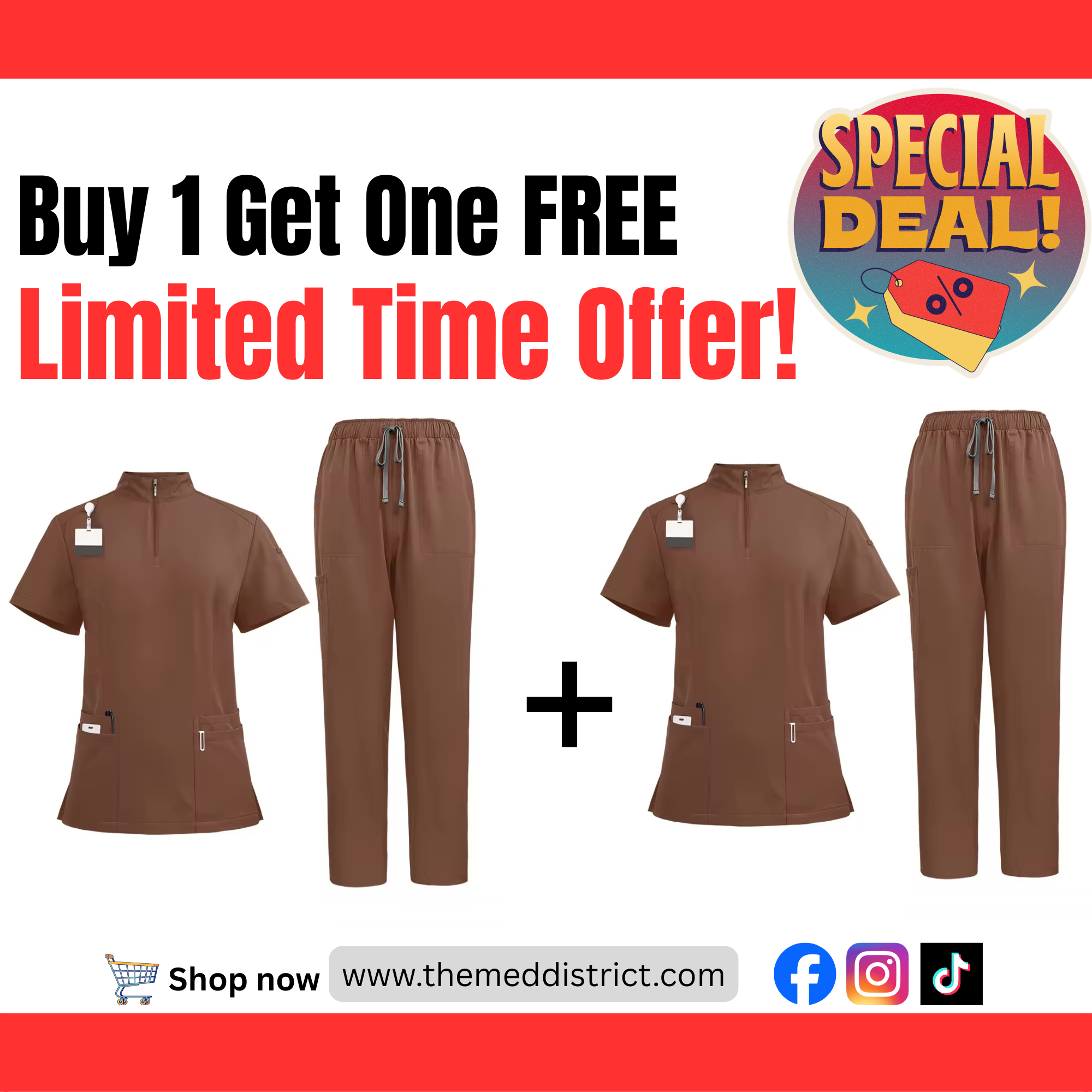 Buy 1 Get 1 For Free Unisex Scrub Set – Comfortable Quick-Dry Top & Pants