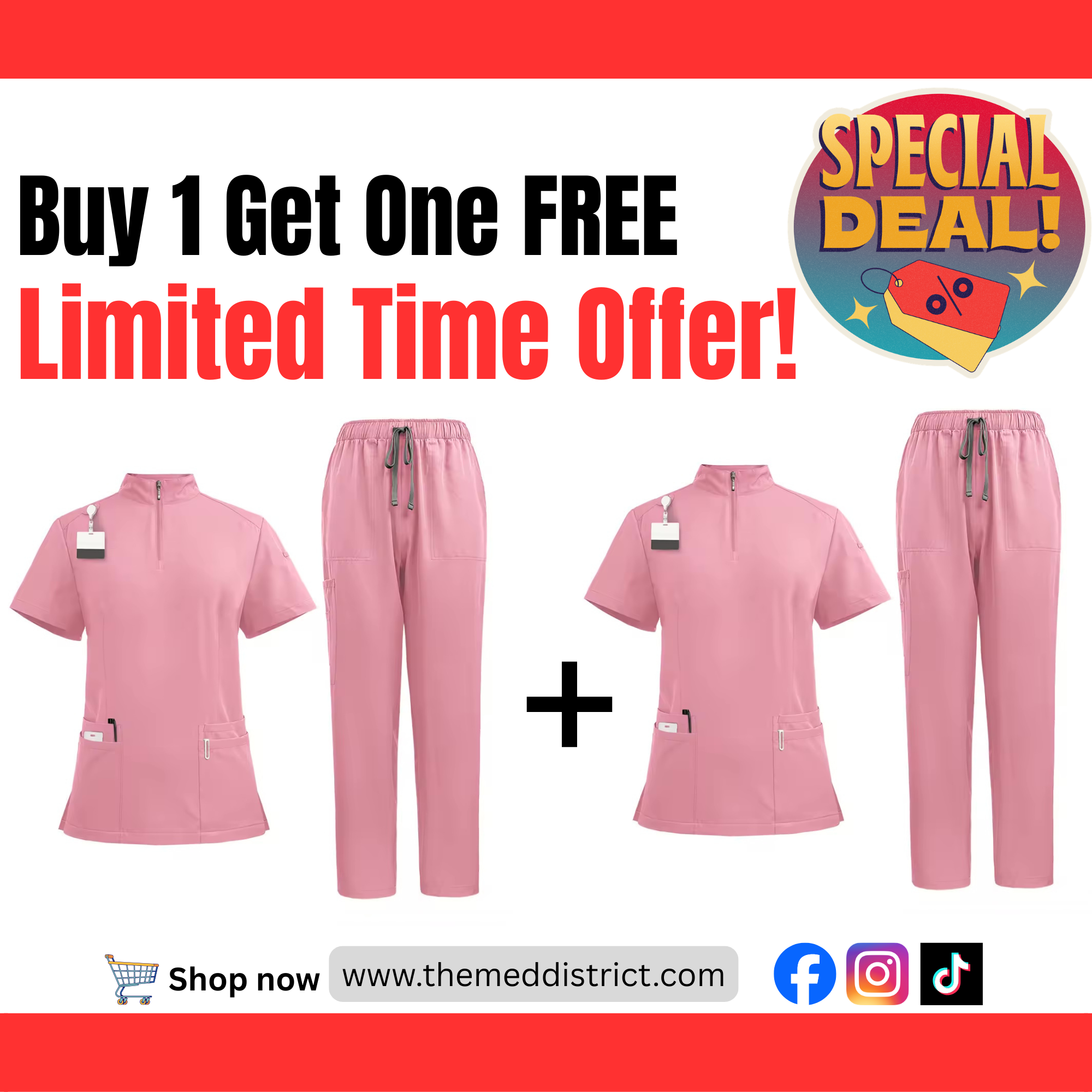 Buy 1 Get 1 For Free Unisex Scrub Set – Comfortable Quick-Dry Top & Pants