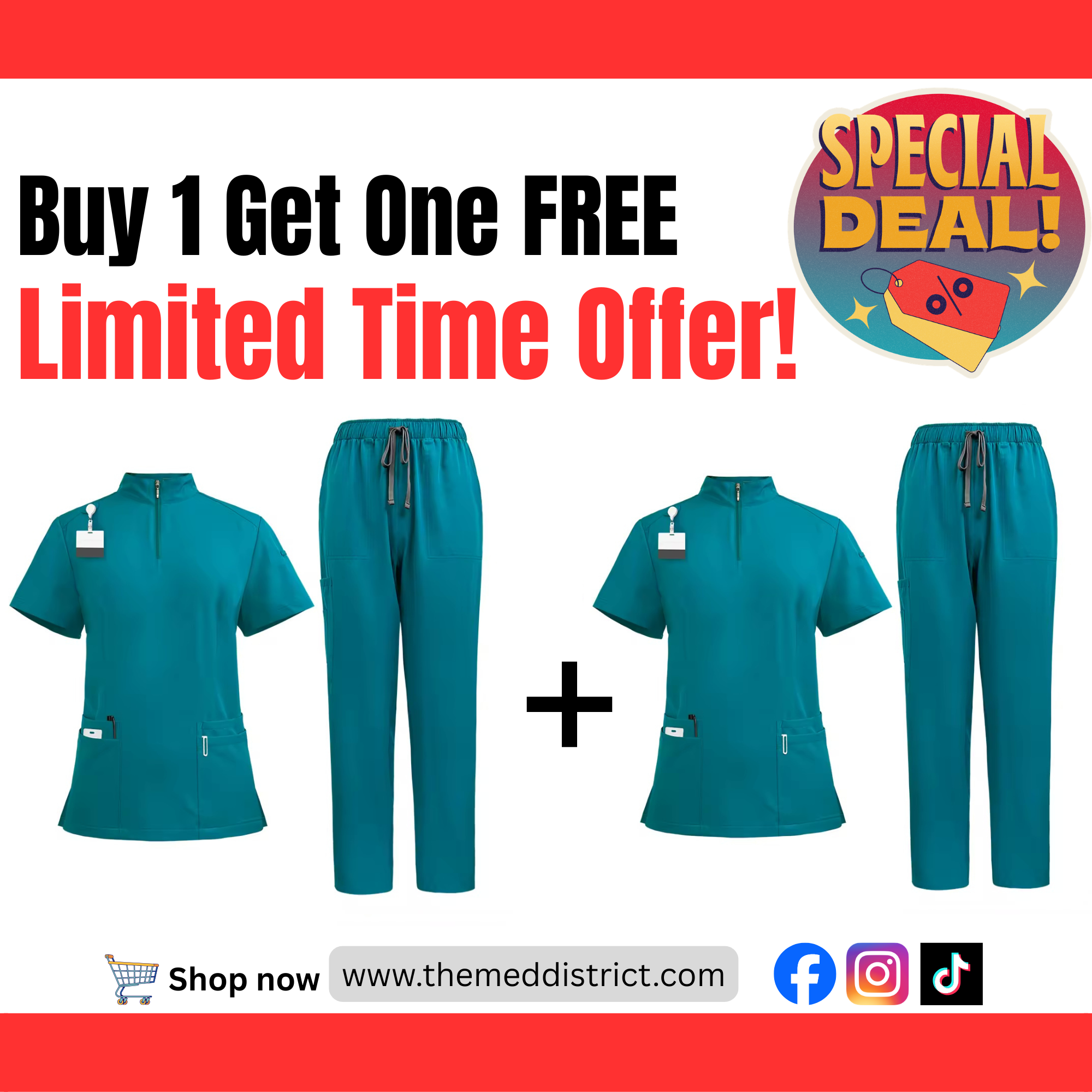 Buy 1 Get 1 For Free Unisex Scrub Set – Comfortable Quick-Dry Top & Pants