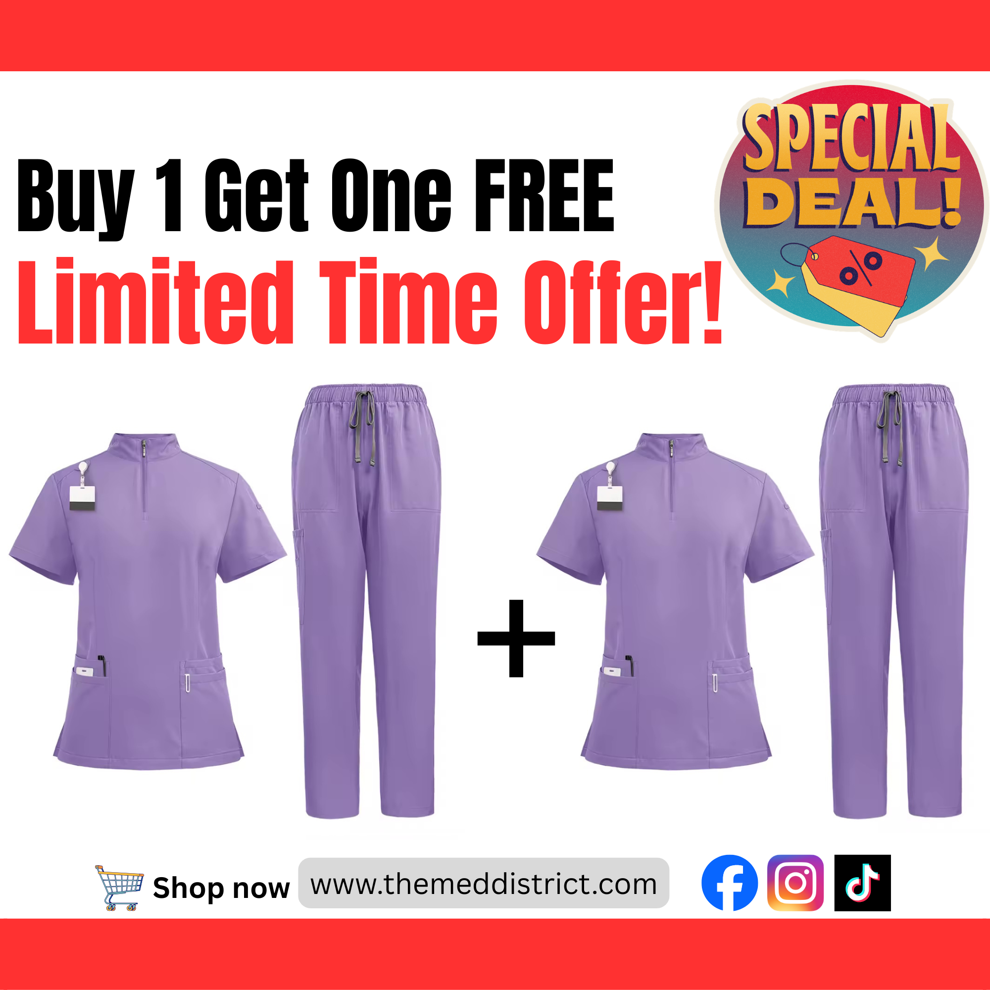 Buy 1 Get 1 For Free Unisex Scrub Set – Comfortable Quick-Dry Top & Pants
