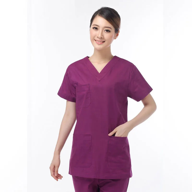 Stretch V-Neck Medical Scrub Set – Short Sleeve Healthcare Uniform