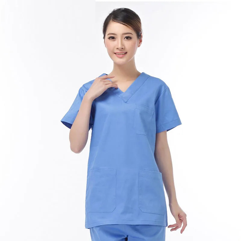 Stretch V-Neck Medical Scrub Set – Short Sleeve Healthcare Uniform