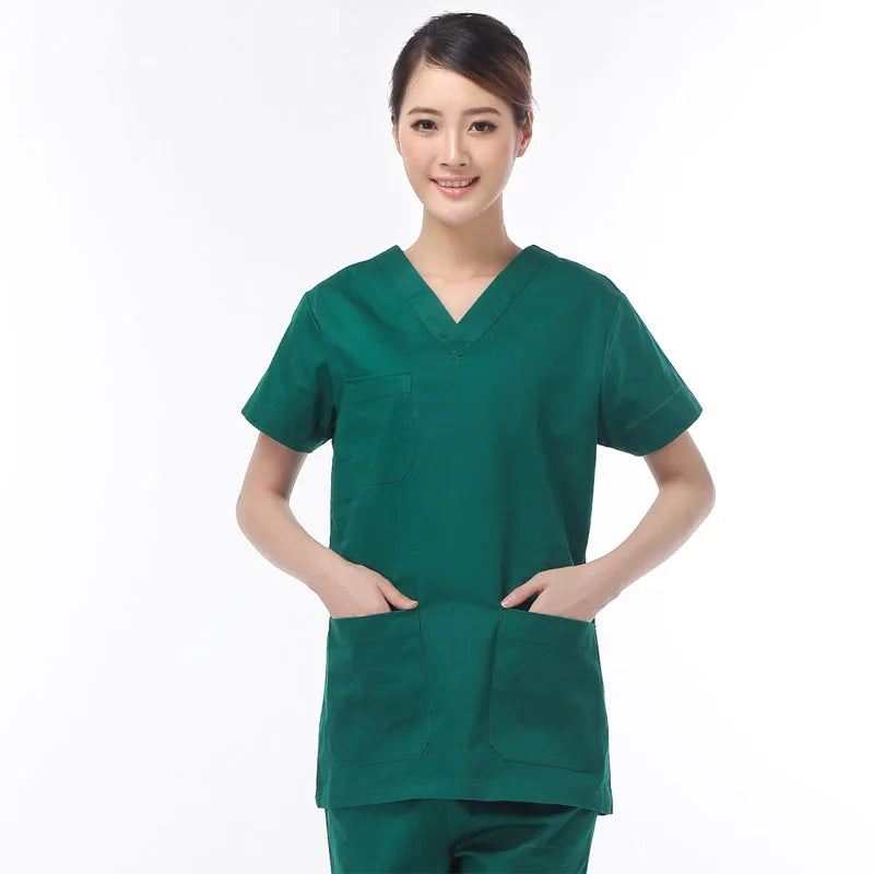 Stretch V-Neck Medical Scrub Set – Short Sleeve Healthcare Uniform