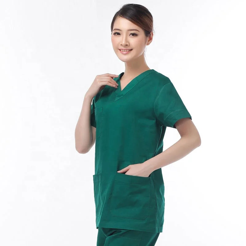 Stretch V-Neck Medical Scrub Set – Short Sleeve Healthcare Uniform