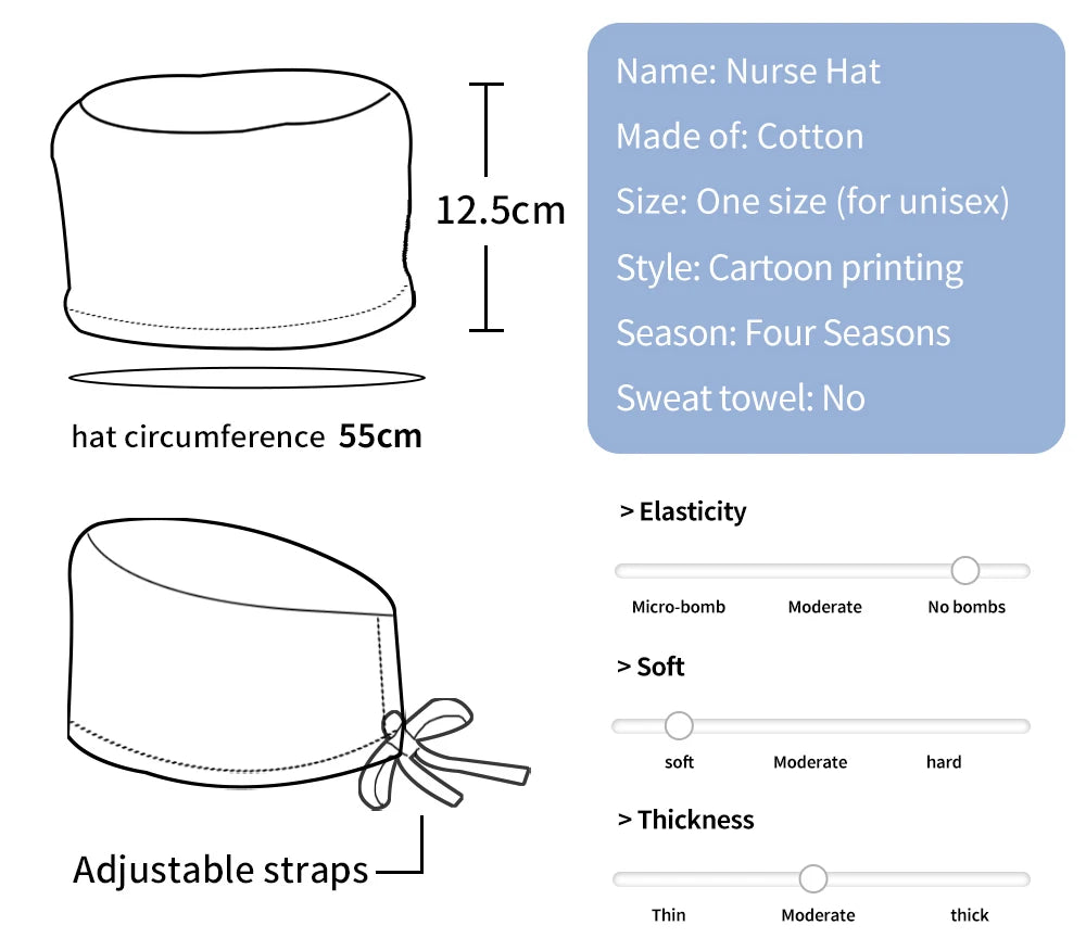 Unisex Surgical Scrub Cap with Buttons