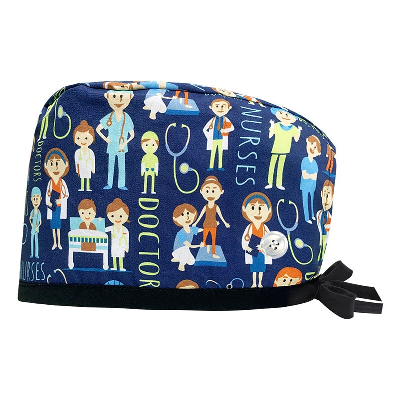 Unisex Surgical Scrub Cap with Buttons